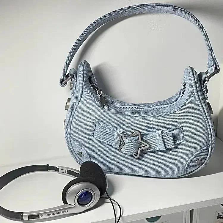 Vintage Korean Casual Cute Star Shoulder Tote Bag Ladies
