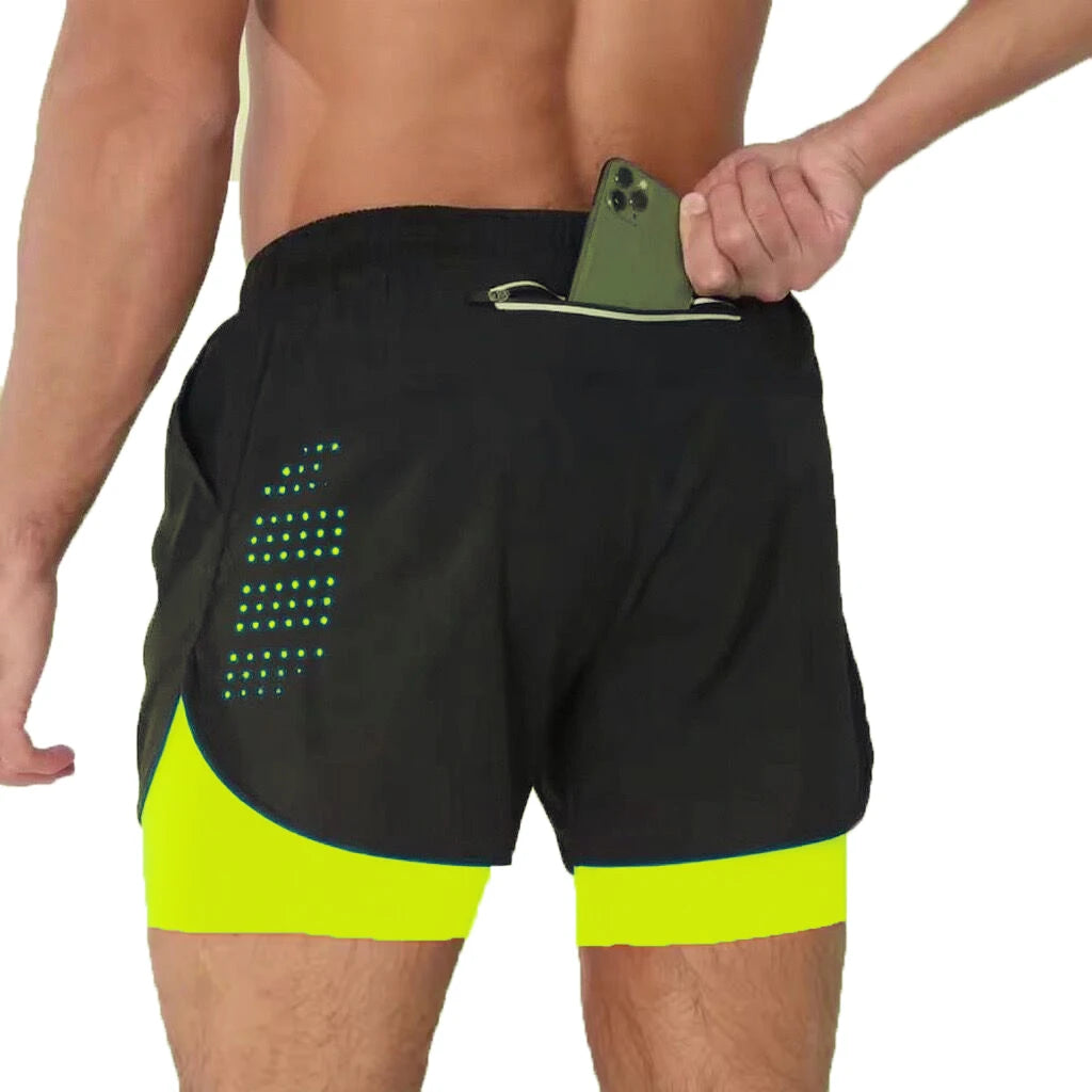 Men's Shorts Summer Sports  2 In 1 Workout Training Bodybuilding Fitness Gyms Men