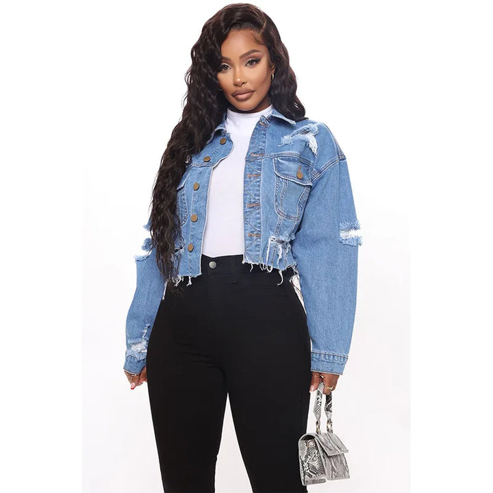 New Fashionable Long-sleeved Denim Jacket for Women