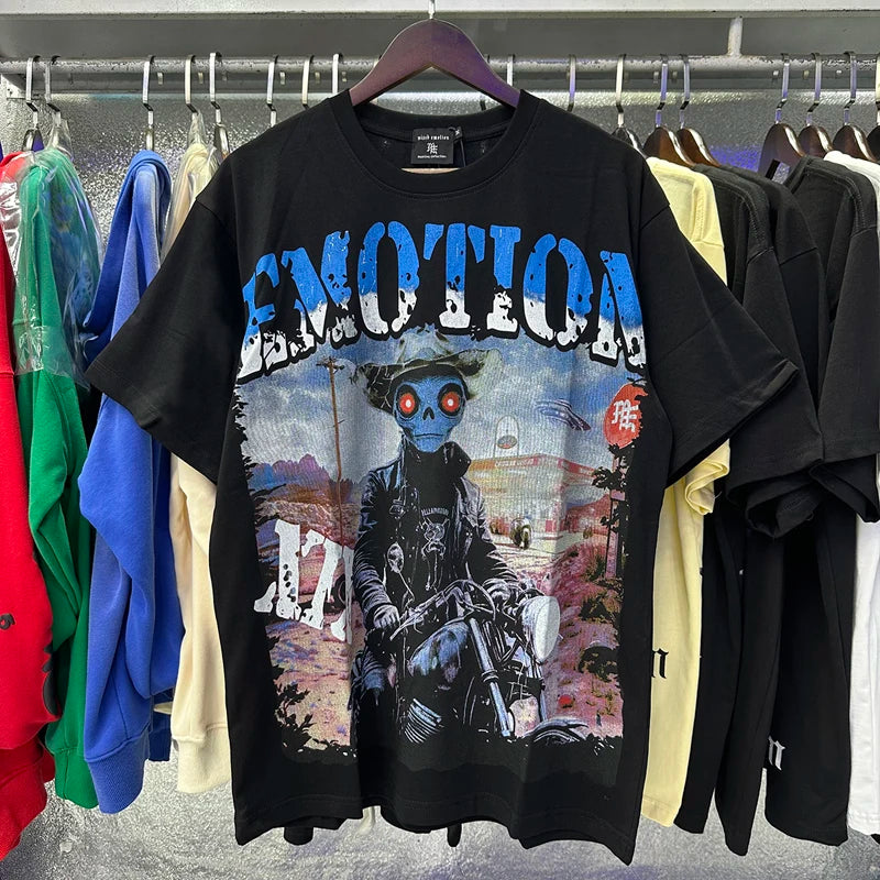 New Summer MIXED EMOTION T-Shirt Men's Streetwear Loose Oversized Top