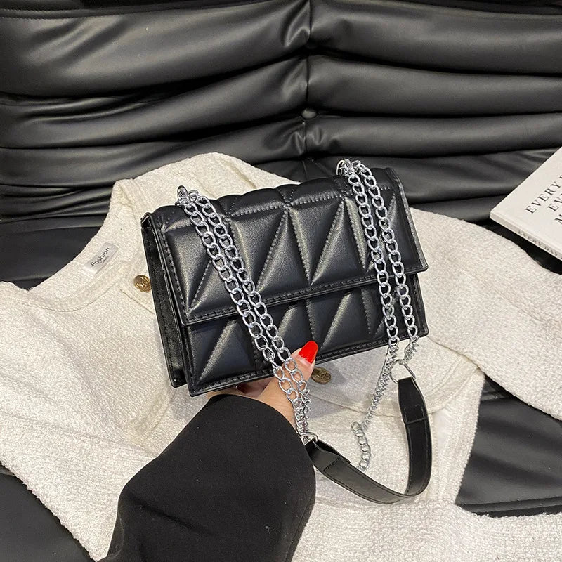 Designer Women Shoulder Bag PU Leather Handle Handbags Chain Strap Crossbody