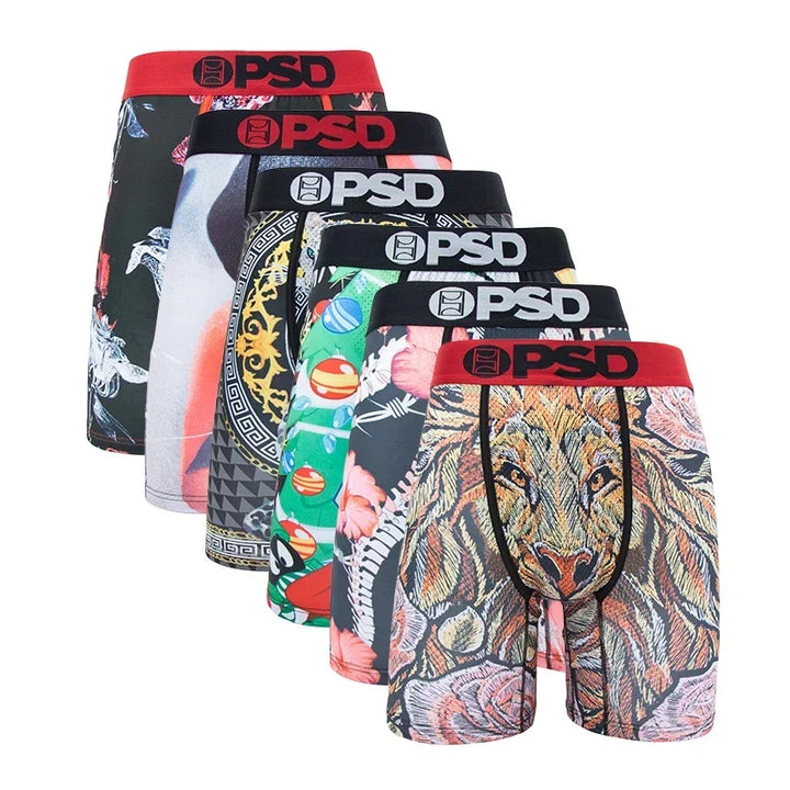 6Pcs PSD Fashion Printed Men Underwear Boxer