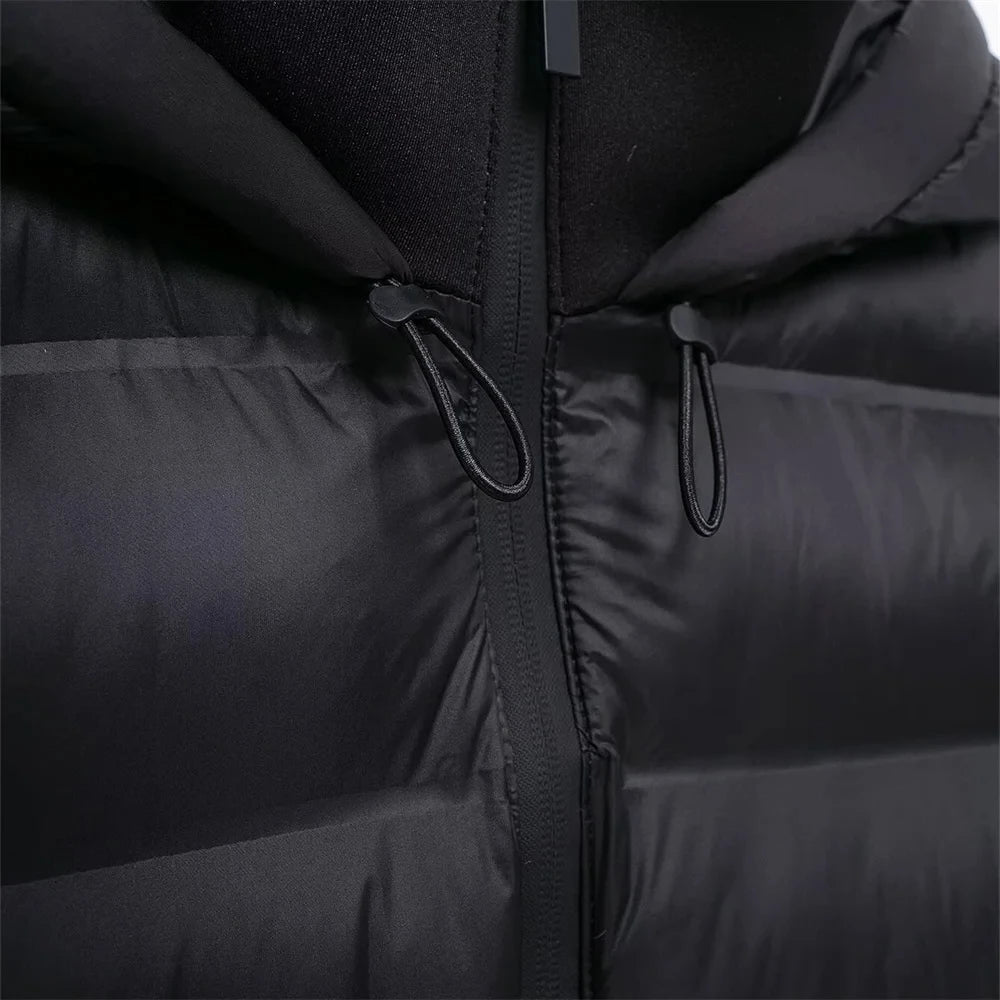 Jacket High Collar Long Sleeves Hooded Splice Warm coat Autumn and Winter Outerwear