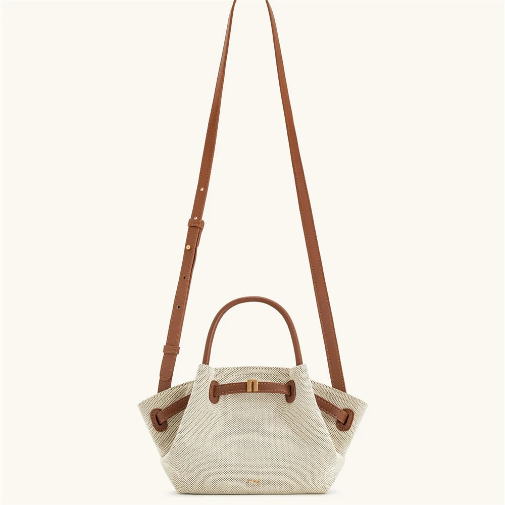 JW PEI 2025 New Women's Canvas Crossbody Shoulder Leather Tote Bag Handbag