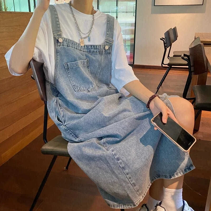 Women Sleeveless Jeans Dresses Fashion Female Solid Slip Casual Loose Spaghetti Strap Dresses