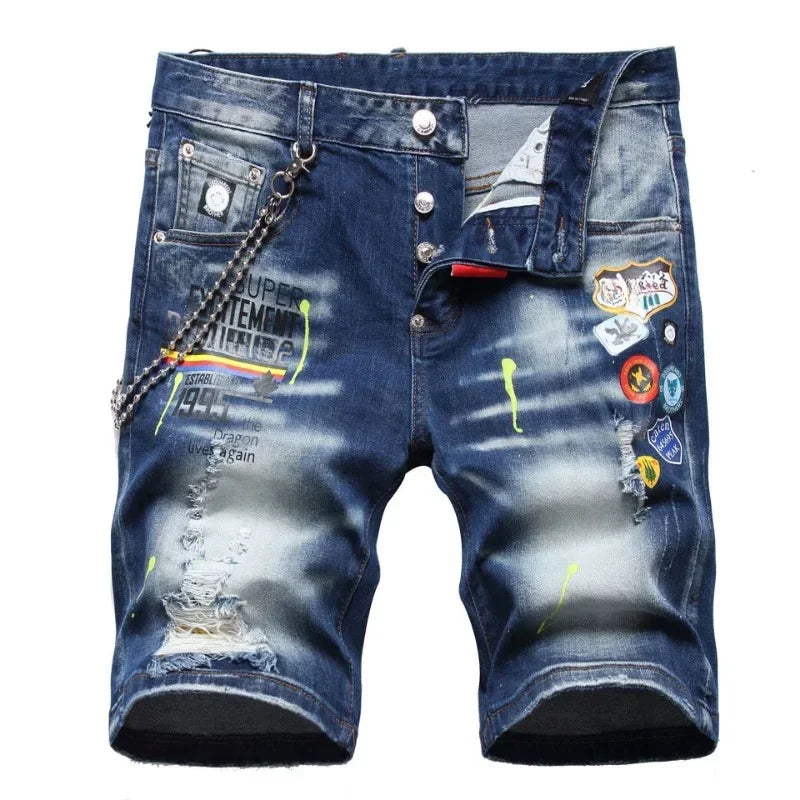 New Summer Italian High Street Style Denim Jeans Shorts