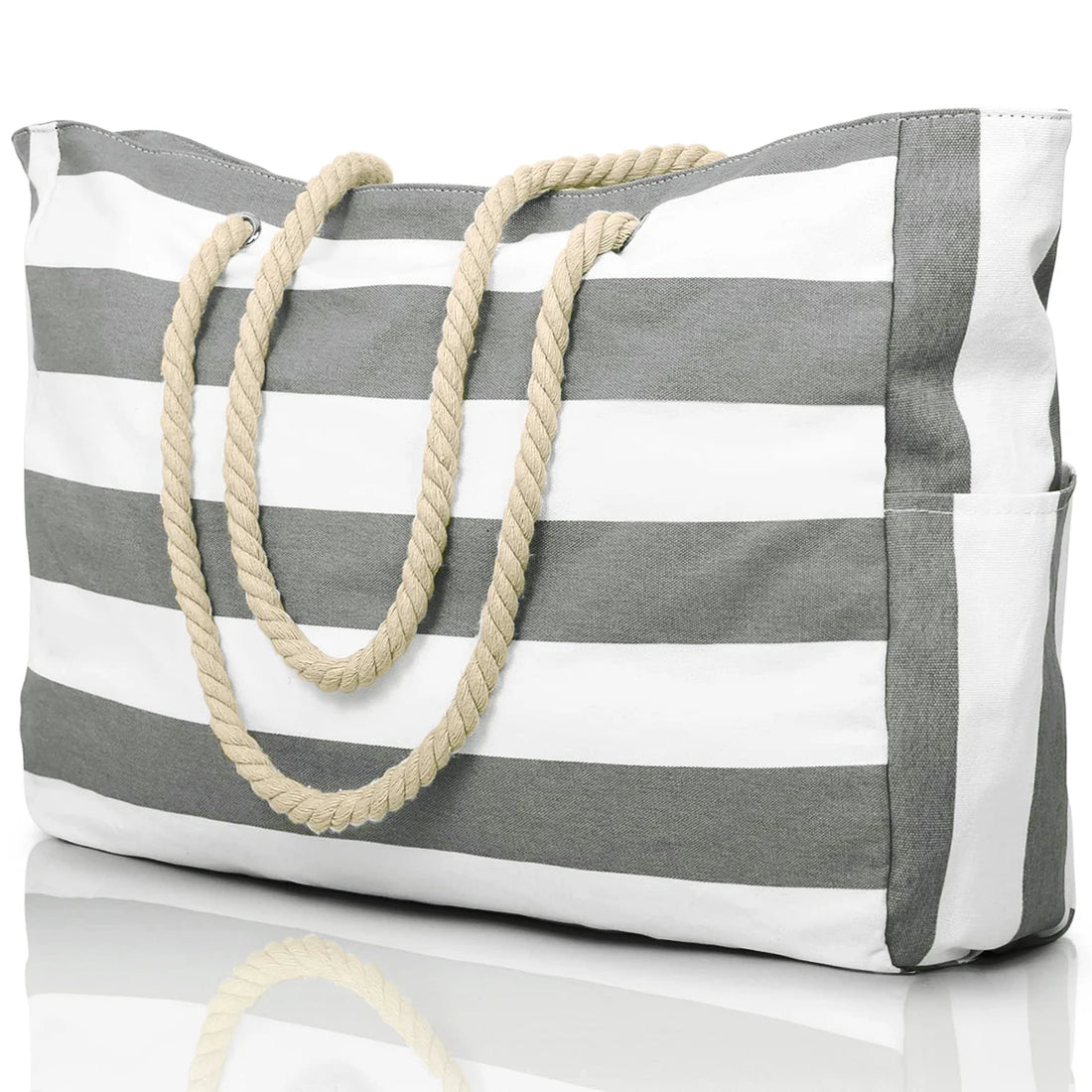 Striped zipper outer bag for outdoor travel and vacation waterproof resistant canvas