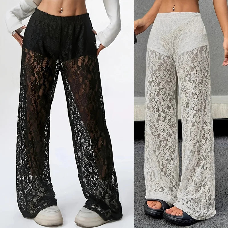 Transparent Straight Leg Casual Pants