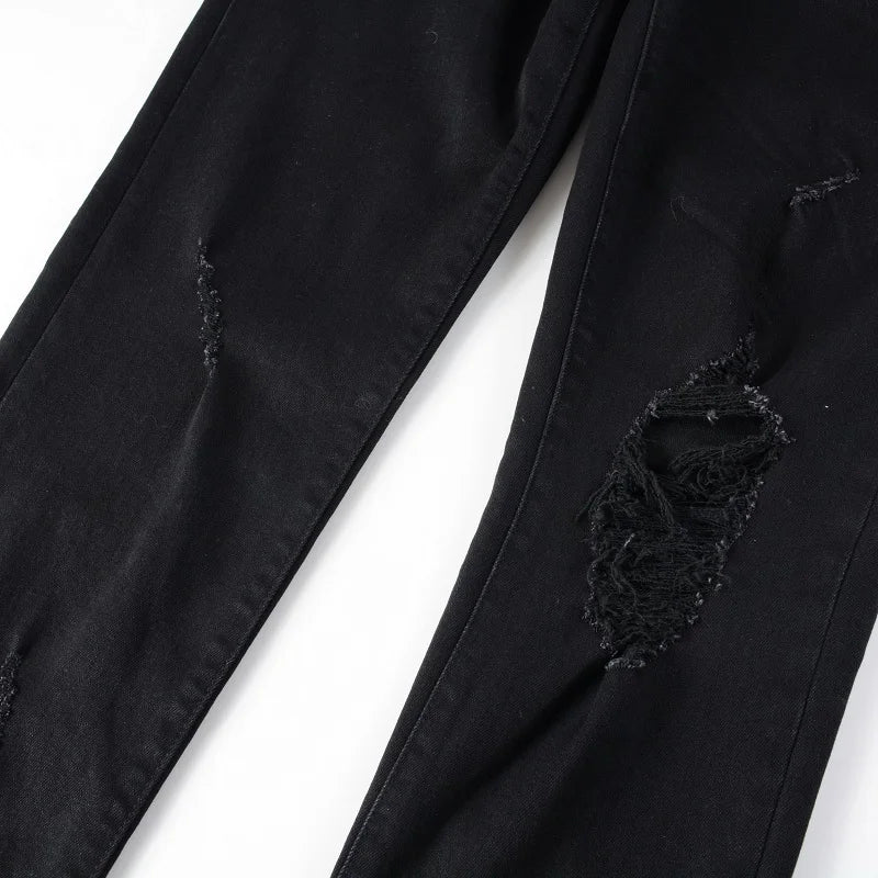Men Classic Black Jeans Stretch Denim Skinny Pants Streetwear