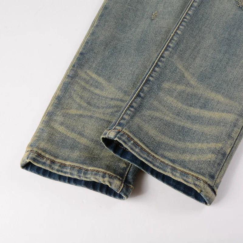 Amiri Men Patch Stretch Denim Jeans Streetwear
