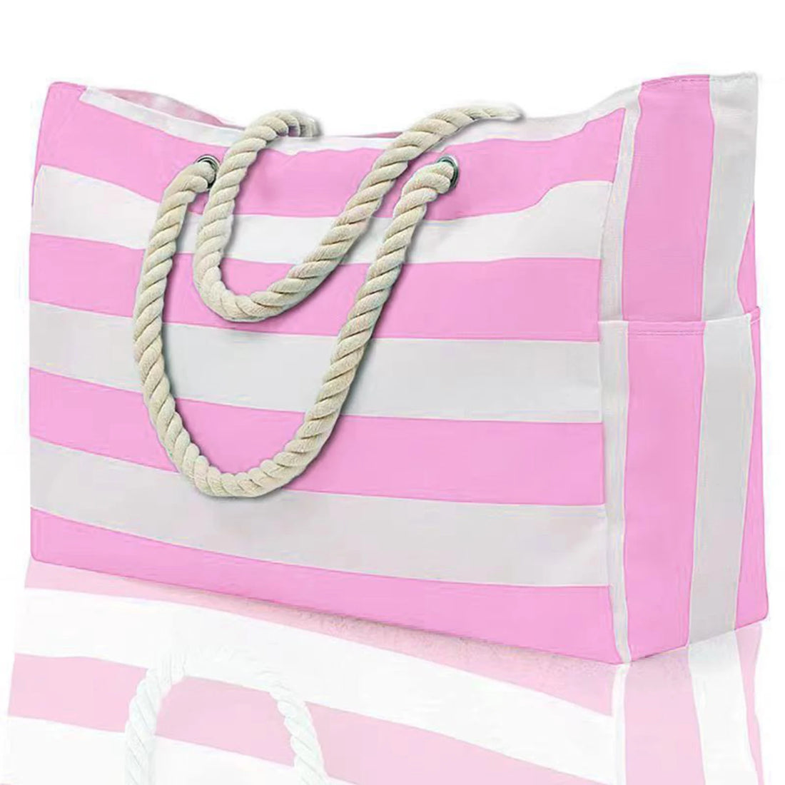 Striped zipper outer bag for outdoor travel and vacation waterproof resistant canvas