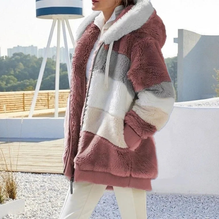 Oversized Jacket New Autumn Winter Warm Plush Pocket Hooded Streetwear