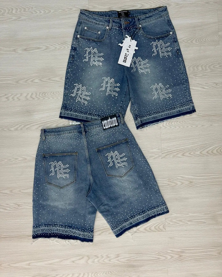 Retro Designer Denim Shorts Hip Hop