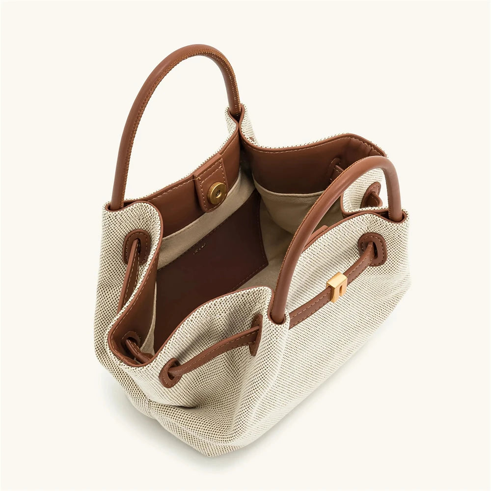 JW PEI 2025 New Women's Canvas Crossbody Shoulder Leather Tote Bag Handbag
