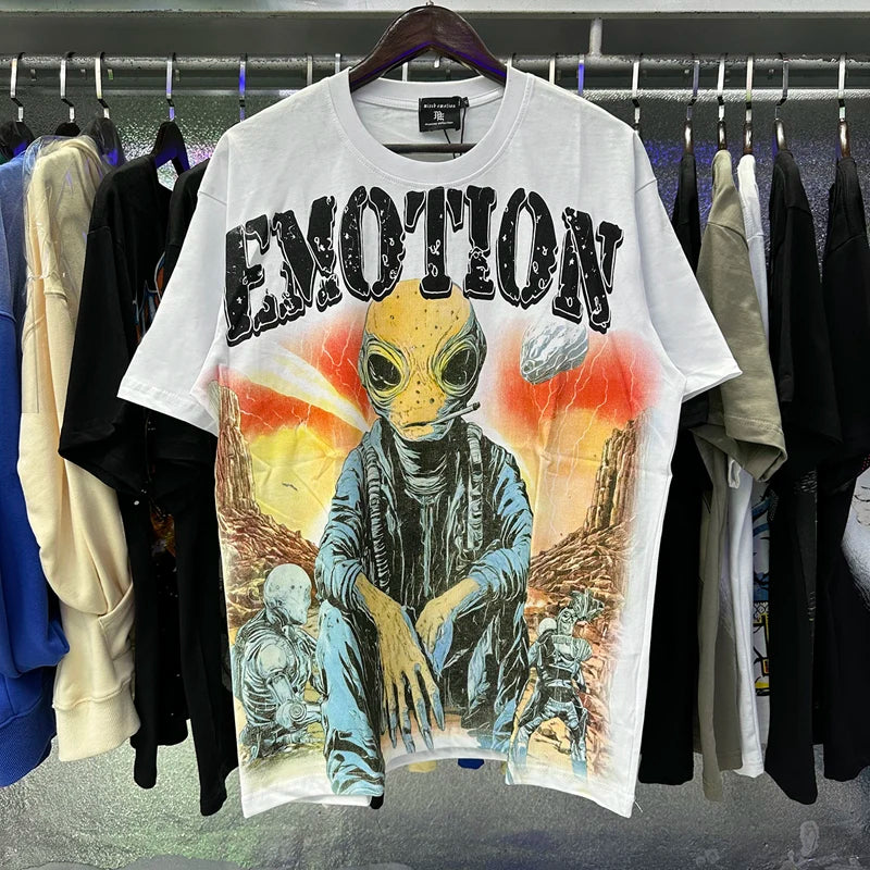 New Summer MIXED EMOTION T-Shirt Men's Streetwear Loose Oversized Top