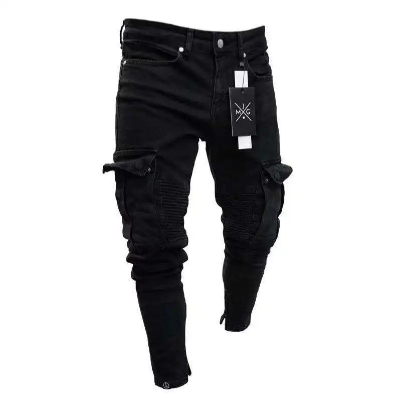 Stretch Jeans Denim Pants Elastic Jogging Trousers For Men