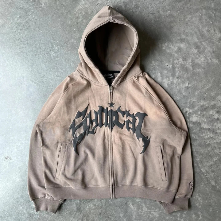 Sweatshirt retro  design hoodie women 2025 winter hip hop