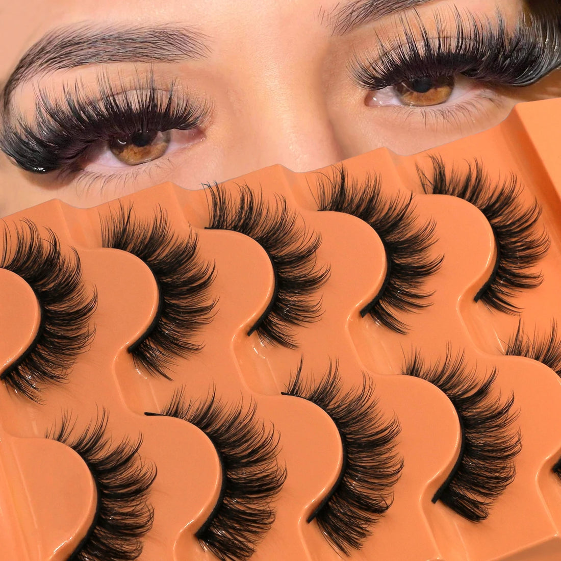 GROINNEYA Strip Lashes Extensions Thick Soft Curly Lashes Makeup