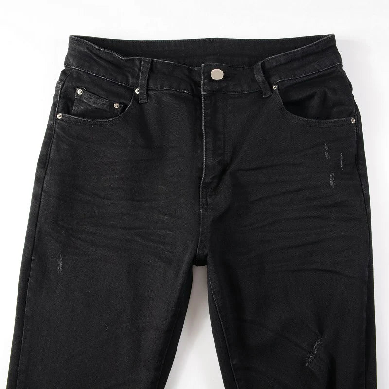 Men Classic Black Jeans Stretch Denim Skinny Pants Streetwear