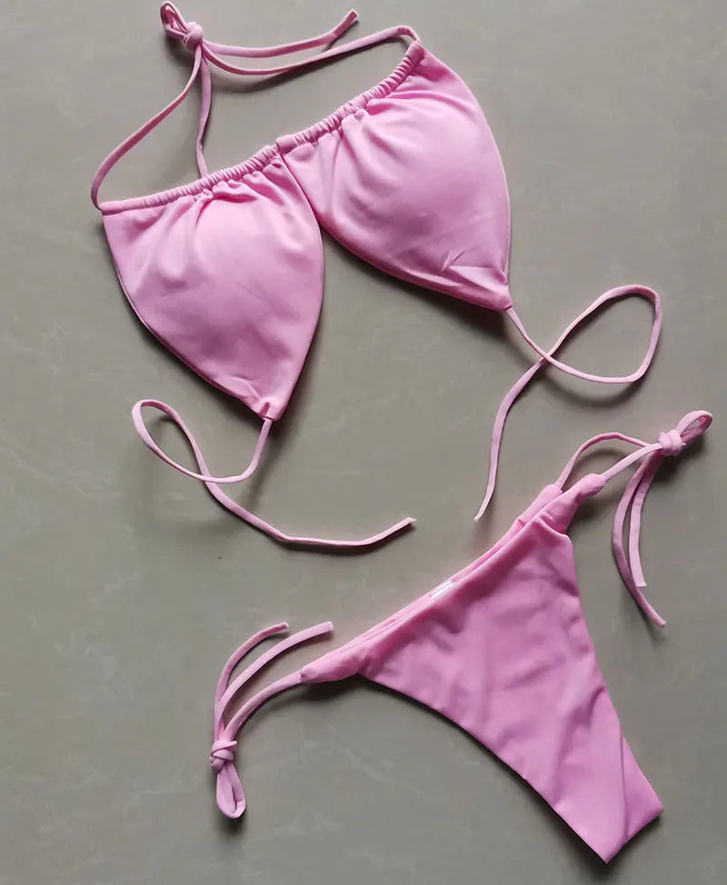 Summer Sexy Bikini set Push-up padded Bra Thong Split Swimwear