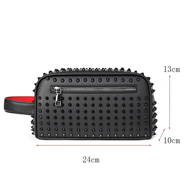 Fashion Rivet Design Men Bag High Quality PU Leather Clutch Bags