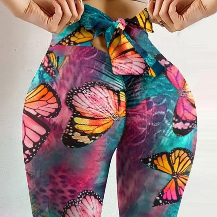 Yoga Pants Bow Bandage Tights Women Butt Lift Exercise Fitness Yoga Legging