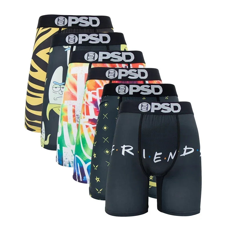 6Pcs PSD Fashion Printed Men Underwear Boxer