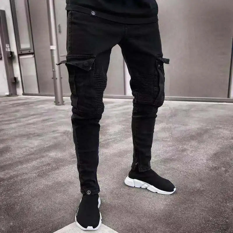 Stretch Jeans Denim Pants Elastic Jogging Trousers For Men