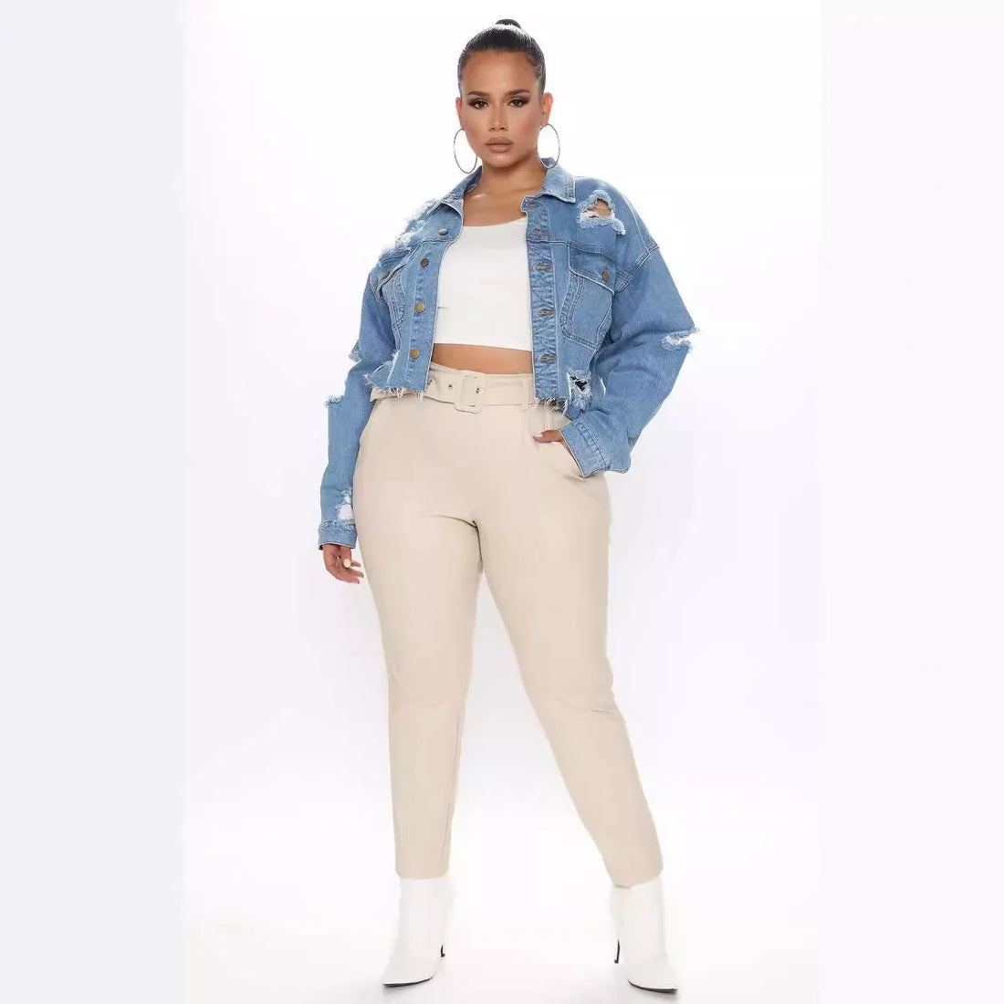 New Fashionable Long-sleeved Denim Jacket for Women