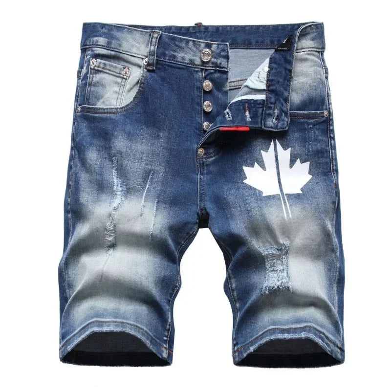 New Summer Italian High Street Style Denim Jeans Shorts