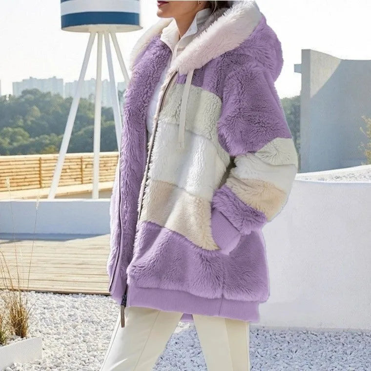 Oversized Jacket New Autumn Winter Warm Plush Pocket Hooded Streetwear