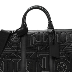 Louis Vuitton Nylon Embroidered Keepall Bandouliere 50 Black