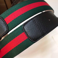 Gucci GG Marmont Web Belt Canvas and Leather 'Green/Red'