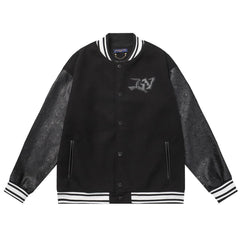 Louis Vuitton Jacket Monogram Embossed Leather Melton Wool