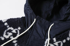 Gucci GG Fuzzy Fabric Jacquard Jacket 'Dark Blue'