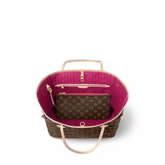 Louis Vuitton Neverfull MM Peony/Brown With Pouch